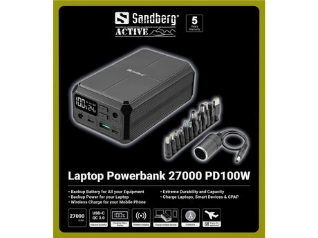 Sandberg Laptop Powerbank 27000 PD100W – Powerbanks (billede 4)