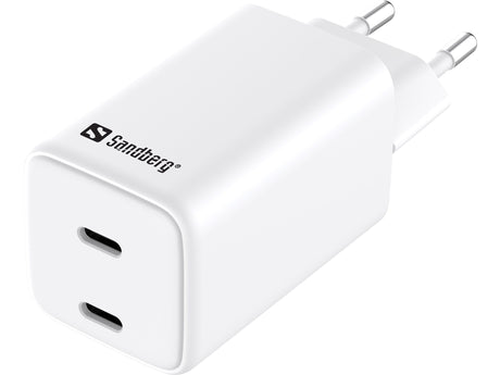 Sandberg AC Charger Dual USB-C PD65W EU – Lightning kabler