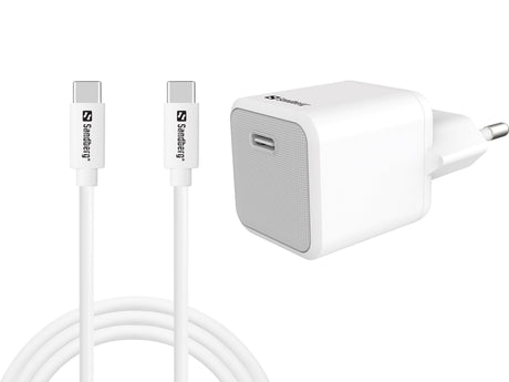 Sandberg USB-C AC Charger +USB-C>C 1M – Ladere m/kabel - 2.1/2.4Amp (billede 2)