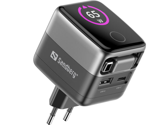 Sandberg Charger PD65W Display + Cable – Opladere (billede 1)