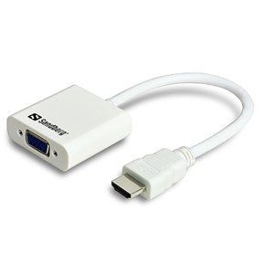 Sandberg HDMI to VGA Converter, White – Kabler, HDMI