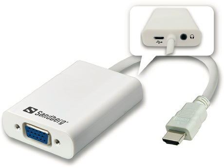 Sandberg HDMI to VGA+Audio Converter – Kabler, HDMI