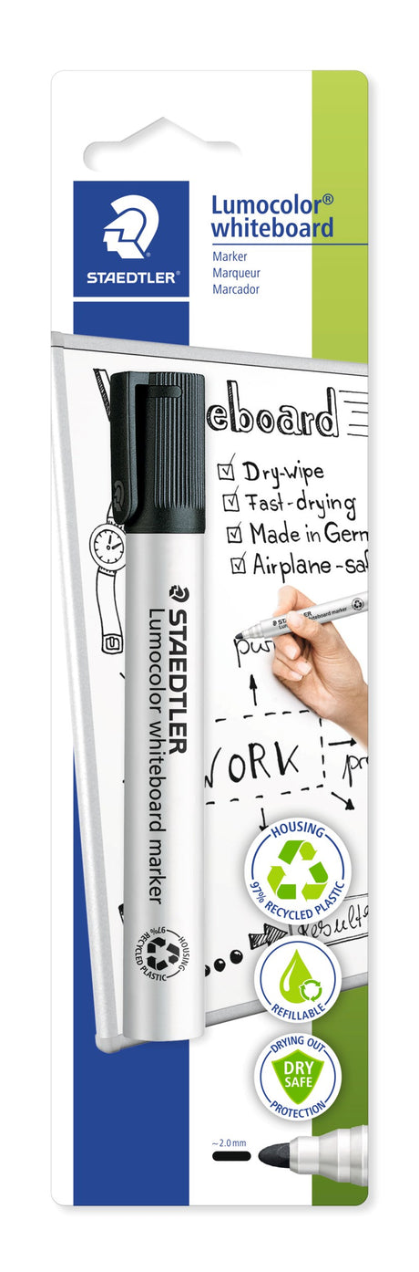 Staedtler WB Marker Lumocolor rund 2mm sort blister – Whiteboardpenne