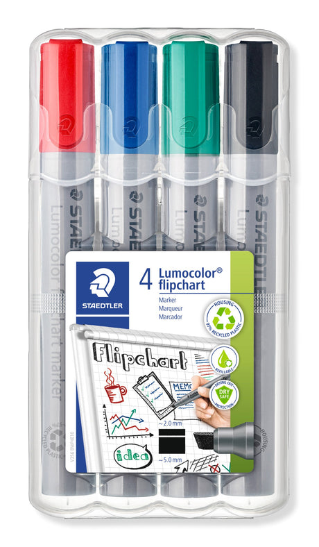 Staedtler Marker Lumocolor flipchart skrå 2-5mm ass (4) – Flipover-markers (billede 1)