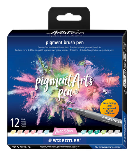 Staedtler Brush pen Pigment Arts pastel ass (12) – Penselpenne (billede 1)