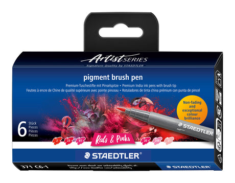 Staedtler Brush pen Pigment Arts ass rød/pink (6) – Penselpenne (billede 1)
