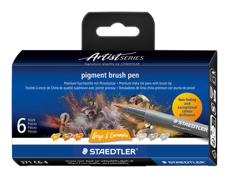 Staedtler Brush pen Pigment Arts ass grå/karamel (6) – Penselpenne (billede 1)