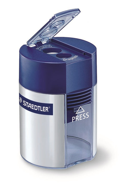 Staedtler Blyantspidser m/holder dobbelt sølv/blå (billede 1)