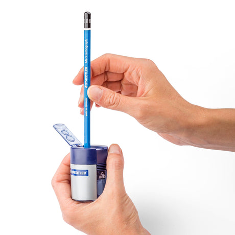 Staedtler Blyantspidser m/holder dobbelt sølv/blå (billede 4)