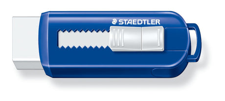 Staedtler Viskelæder PVC frit m/skub funktion blå/hvid – Viskelædere