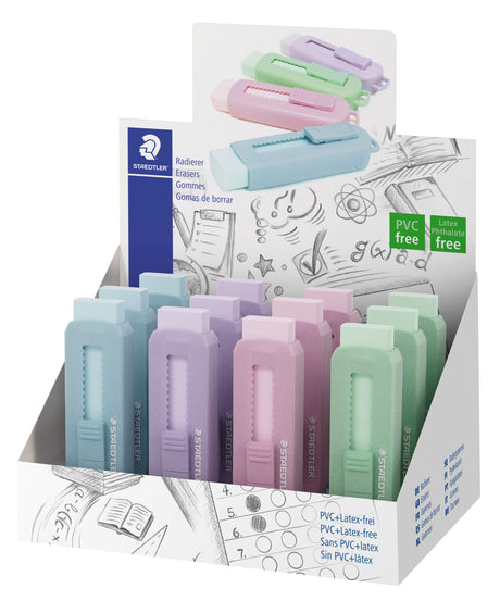 Staedtler Viskelæder PVC frit m/skub funktion ass pastel – Viskelædere (billede 1)