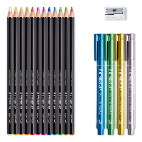 Staedtler Tegnesæt Sort & Hvid mixed ass (17) – Kunstnerfarver (billede 3)