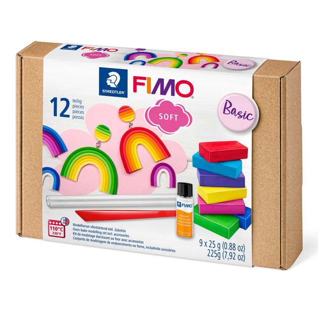 Staedtler Modeller Fimo Soft Basis sæt  9x25g m/værktøj (12) – Hobby & kreativ (billede 1)