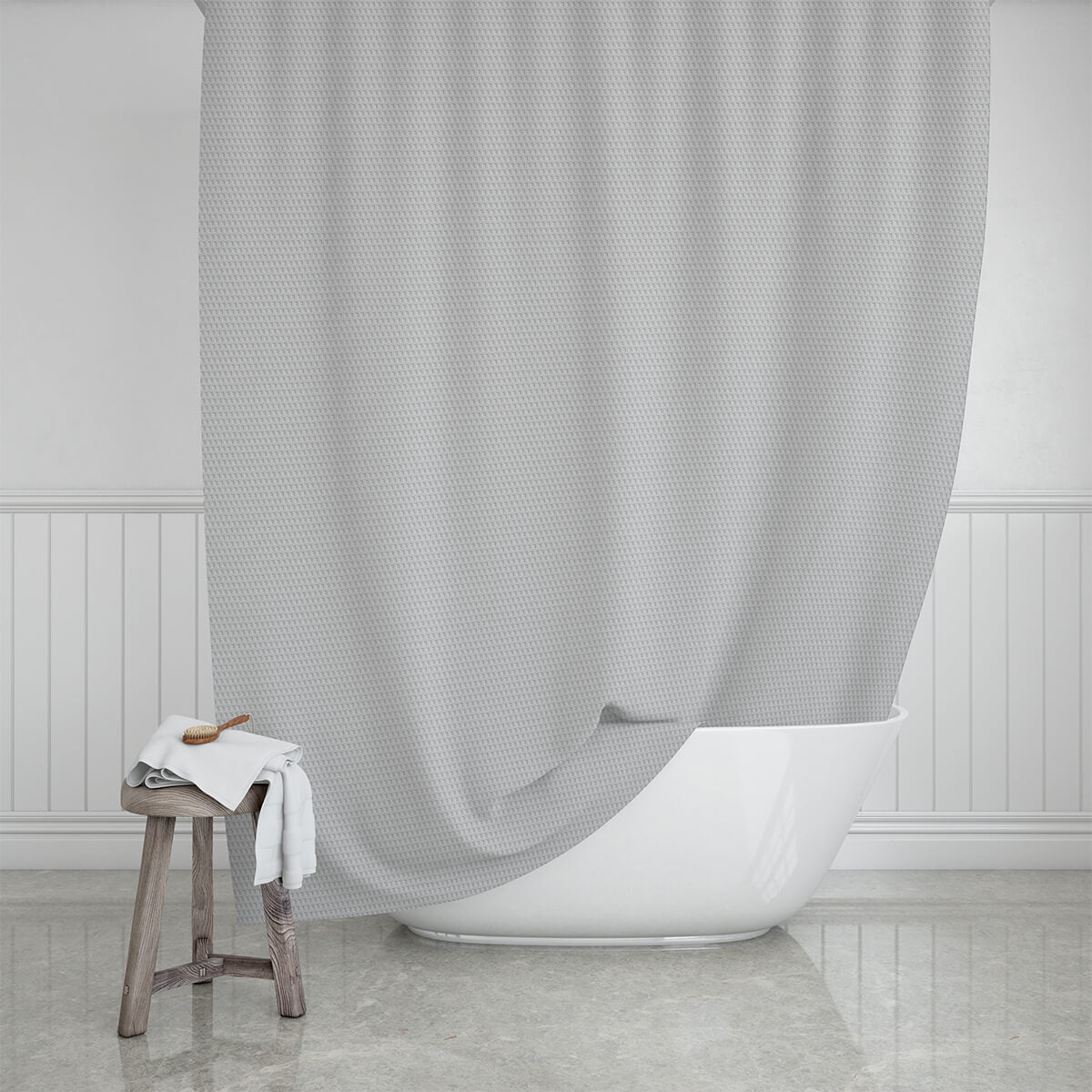Naga A/S Badeforhæng, Camellia, Lysegrå,180 x 200 cm – Badeværelse tekstiler