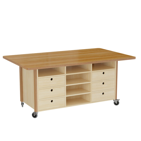 Tranås Skolmöbler Studiebord Snickaren, 2000x1200 mm Højde 900 mm, Bordplade i eg laminat – Andet
