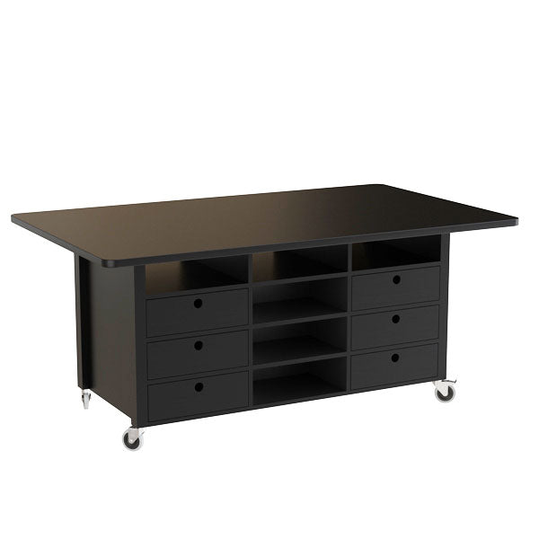 Studiebord Snickaren, 2000x1200 mm Højde 900 mm, sortbejdset