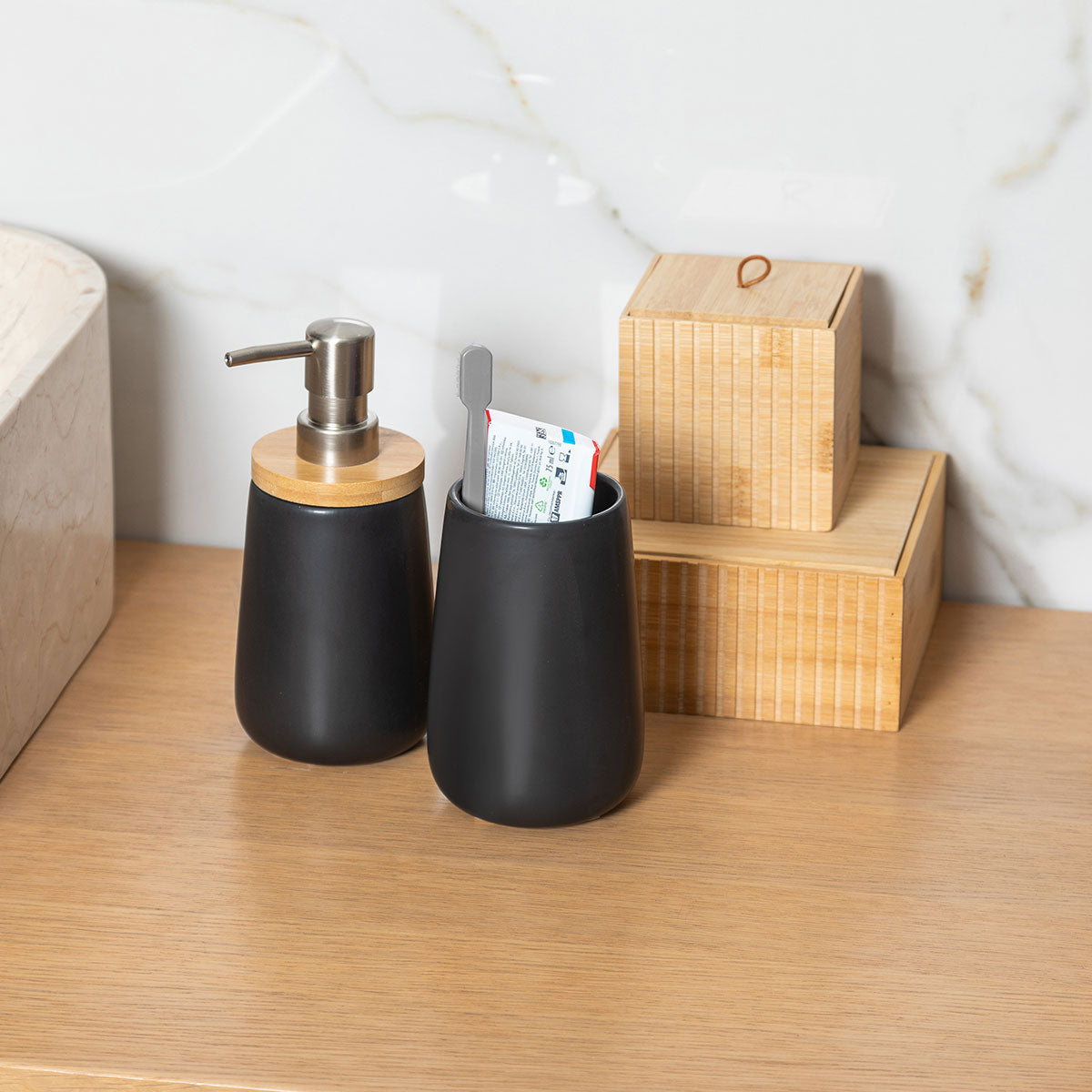 Sæbedispenser Bambus, sort – image 3