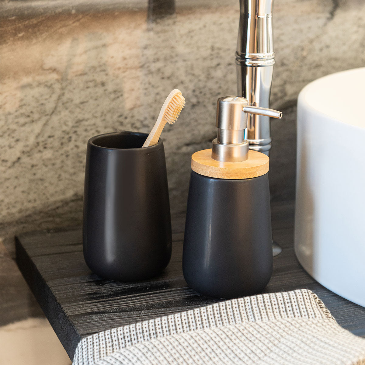 Sæbedispenser Bambus, sort – image 4