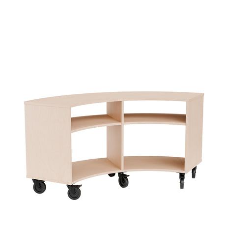 Form o Miljö Opbevaring Stig 2x1½-fag buet 90°, lys eg laminat – Skabe & reoler til skoler