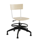 Stol Strong 113, birk laminat med hvidt stel, glidesko og fodring – image 1