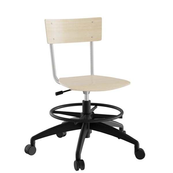 Stol Strong 113, birk laminat med alugråt stel, hjul og fodring – image 1