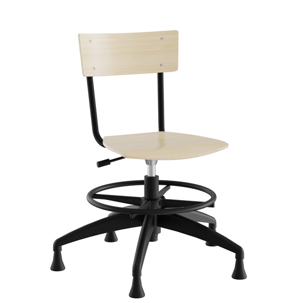 Stol Strong 113, birk laminat med sort stel, glidesko og fodring – image 2