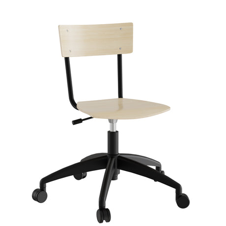 Stol Strong 113, birk laminat med sort stel og hjul