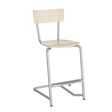 Tranås Skolmöbler Stol Strong 116, birk laminat og alugråt stel – Skolestole