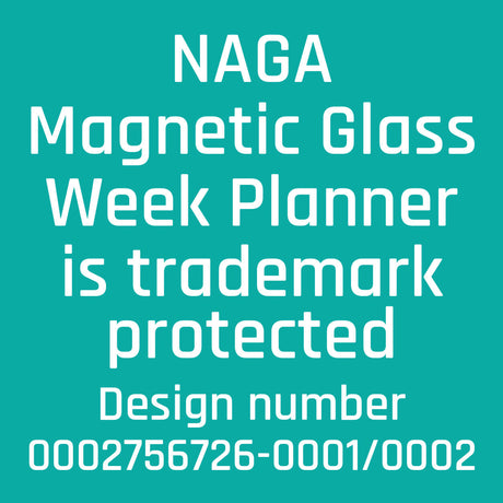 Naga A/S 45 x 45 cm. Sort. Glas uge tavle Engelsk – Planlægningstavler (billede 5)