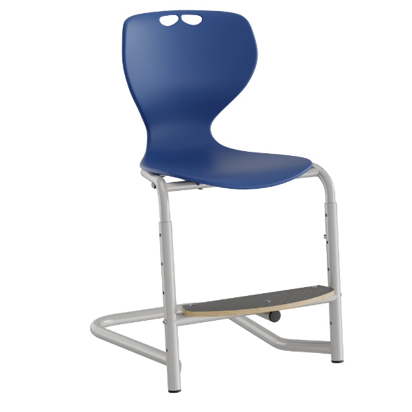 Stol Tarris, mørkeblå sæde med alugrå ben og fodplade – image 1