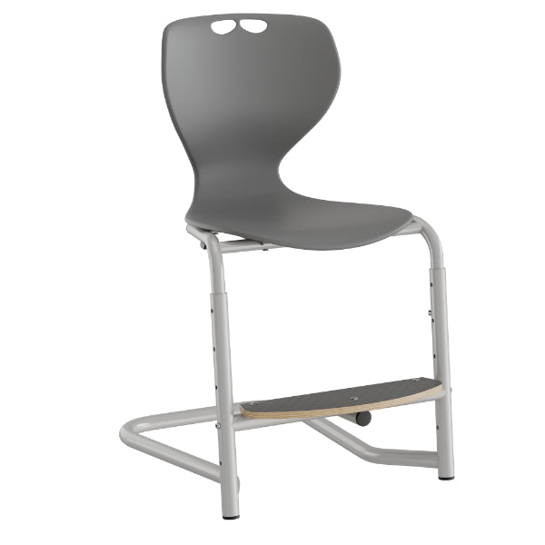 Stol Tarris, grå sæde med alugrå ben og fodplade – image 1