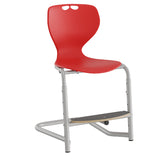 Stol Tarris, rød sæde med alugrå ben og fodplade