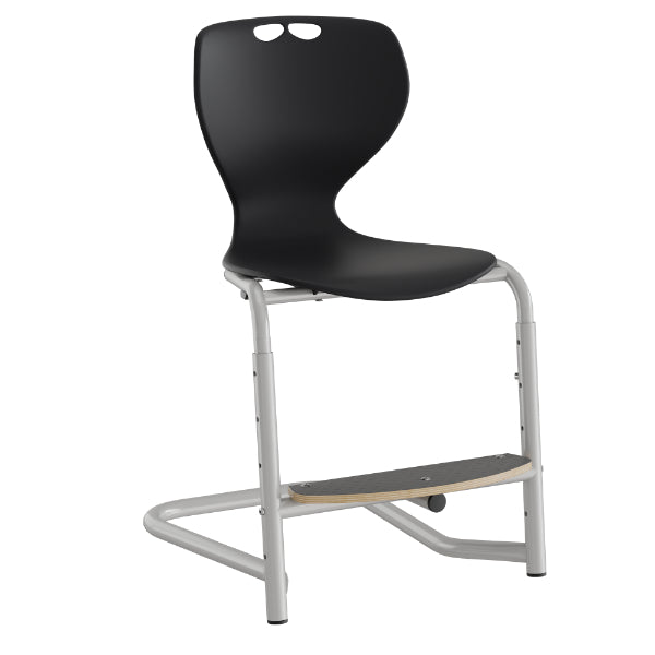 Stol Tarris, sort sæde med alugrå ben og fodplade – image 2