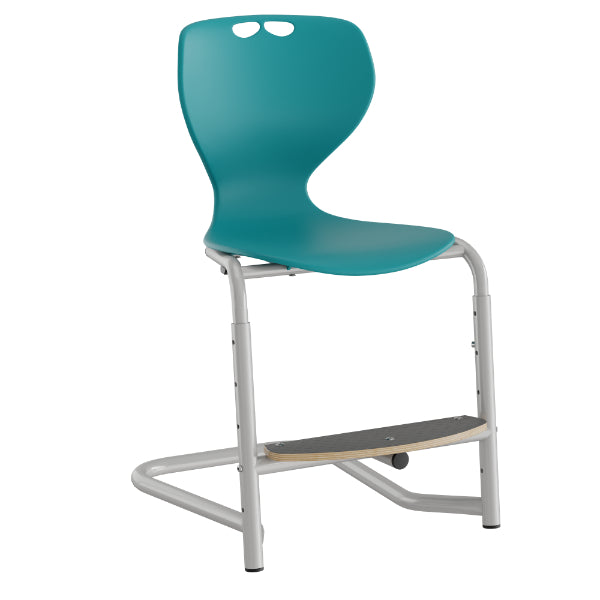 Stol Tarris, turkis sæde med alugrå ben og fodplade – image 2