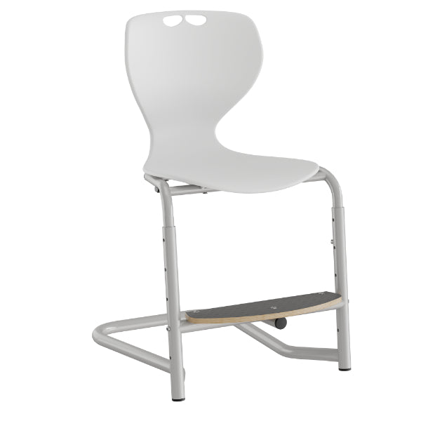 Stol Tarris, hvid sæde med alugrå ben og fodplade – image 1