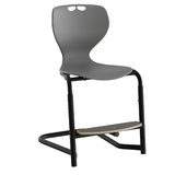 Stol Tarris, grå sæde med sorte ben og fodplade – image 1