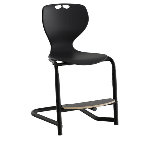 Stol Tarris, sort sæde med sorte ben og fodplade