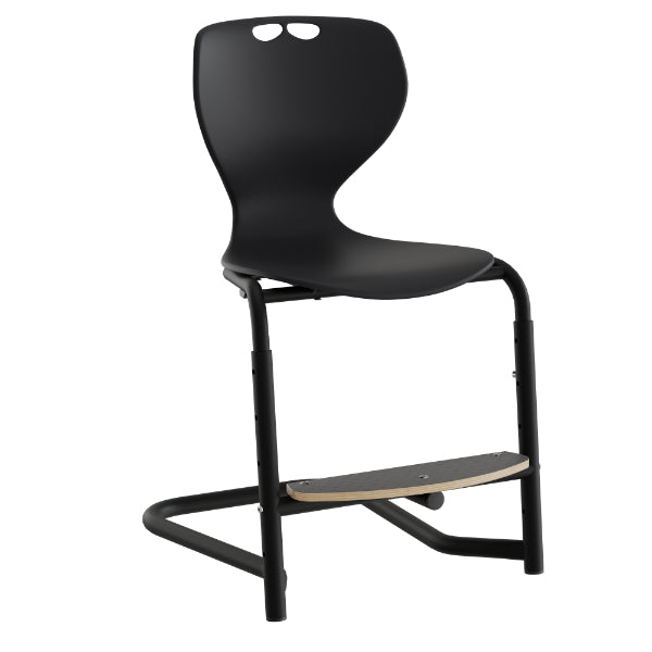 Stol Tarris, sort sæde med sorte ben og fodplade – image 1