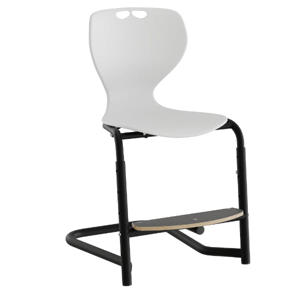 Stol Tarris, hvid sæde med sorte ben og fodplade – image 2