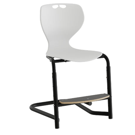 Stol Tarris, hvid sæde med sorte ben og fodplade