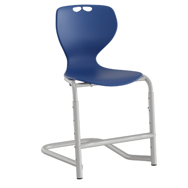 Stol Tarris, mørkeblå sæde med alugrå ben og fodstøtte – image 2