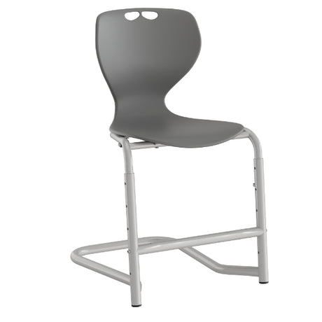 Stol Tarris, grå sæde med alugrå ben og fodstøtte