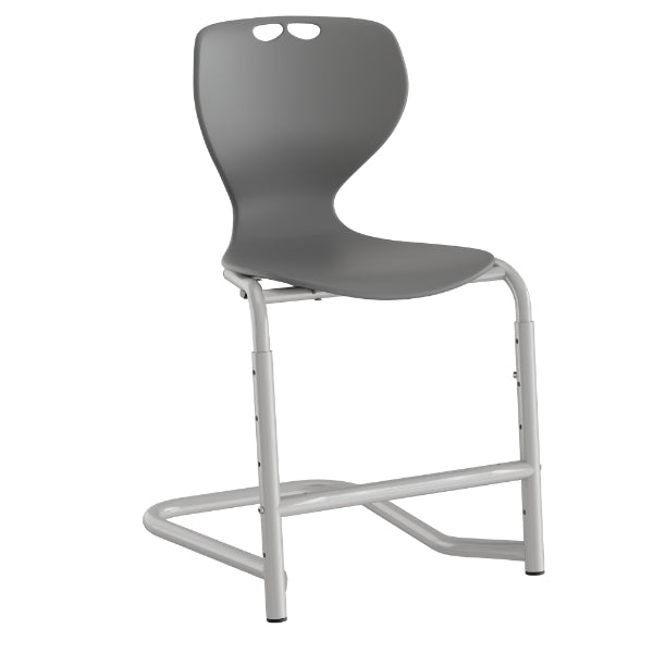 Stol Tarris, grå sæde med alugrå ben og fodstøtte – image 2