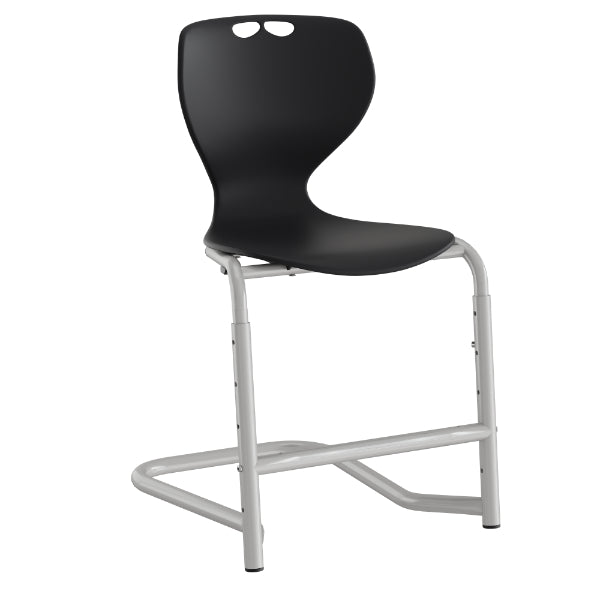 Stol Tarris, sort sæde med alugrå ben og fodstøtte – image 2