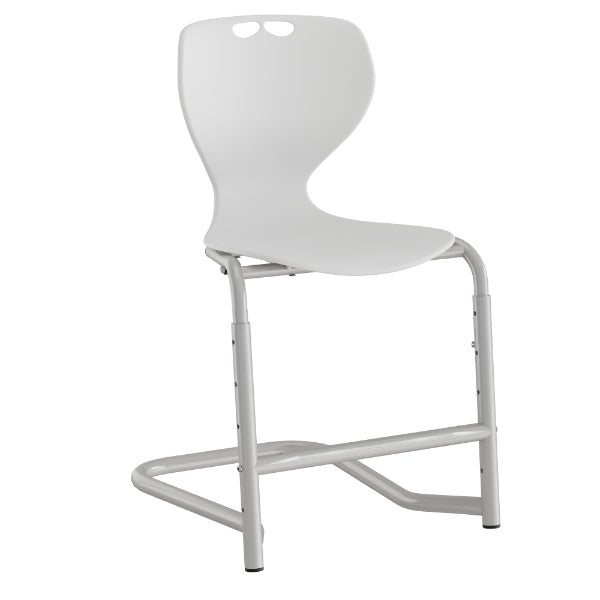 Stol Tarris, hvid sæde med alugrå ben og fodstøtte