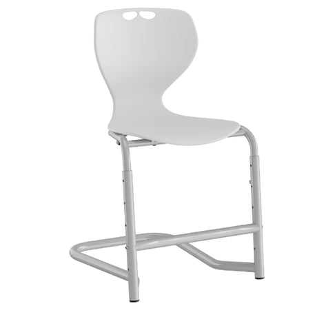 Stol Tarris, hvid sæde med alugrå ben og fodstøtte