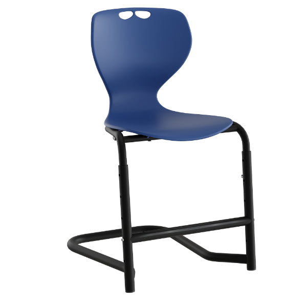 Stol Tarris, mørkeblå sæde med sorte ben og fodstøtte – image 2