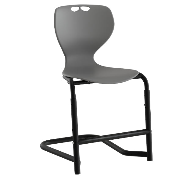 Stol Tarris, grå sæde med sorte ben og fodstøtte – image 1