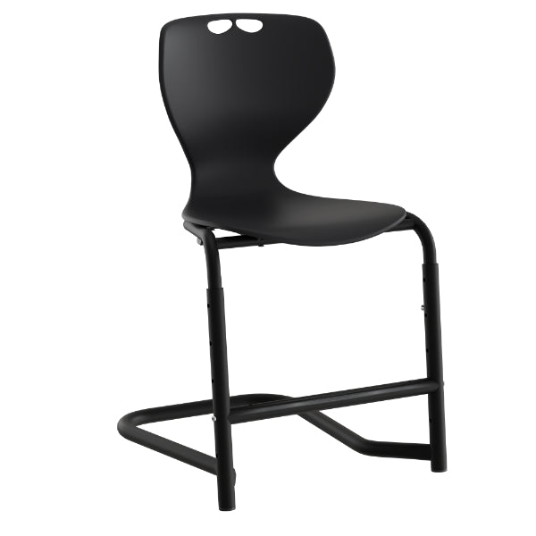 Stol Tarris, sort sæde med sorte ben og fodstøtte – image 2