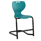 Stol Tarris, turkis sæde med sorte ben og fodstøtte